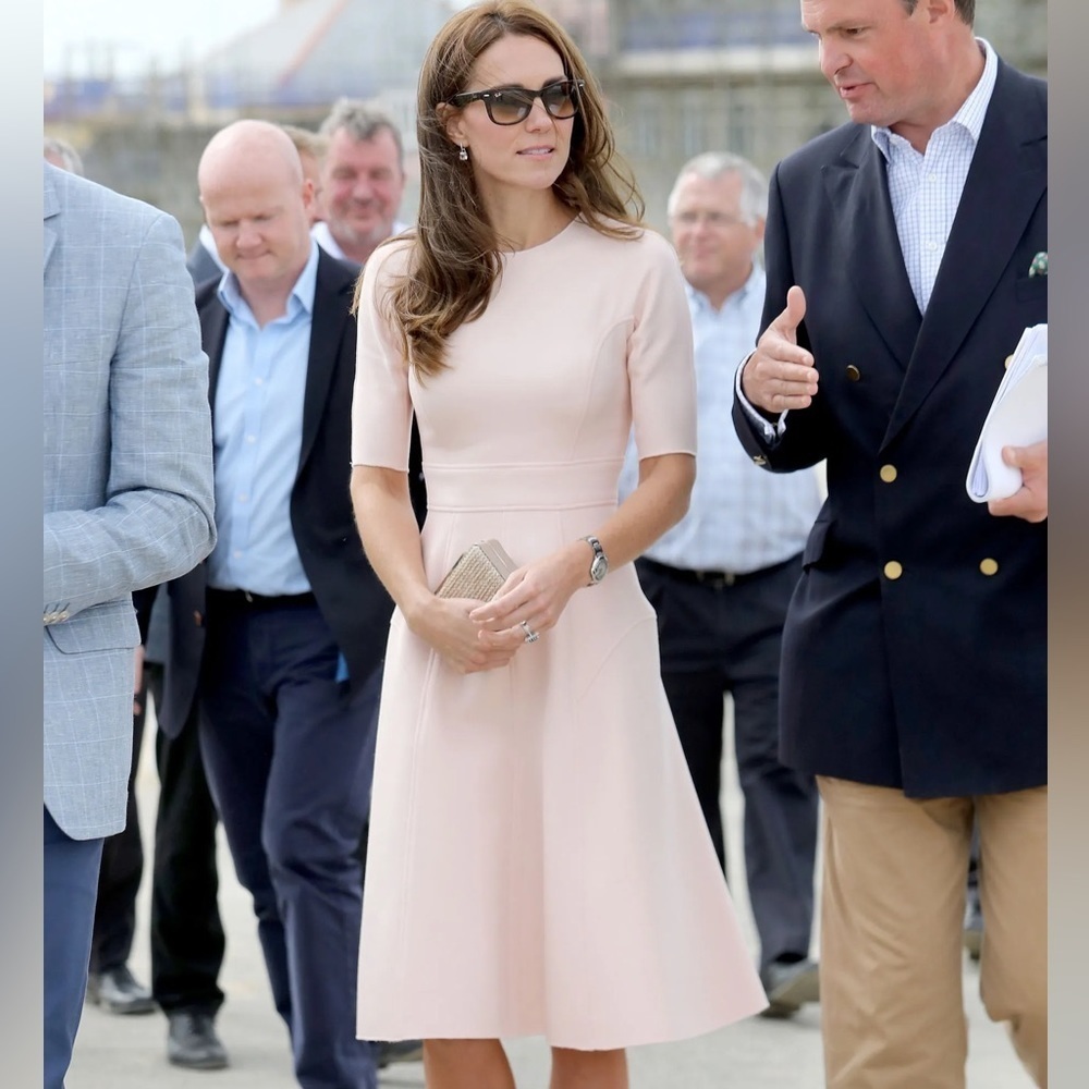 Lela Rose / Kate Middleton DOUBLE FACED TWILL ELBOW SLEEVE DRESS pink 12 - Picture 6 of 10